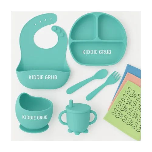Image of 7 Pcs Baby Feeding Set with Napkin BPA Free Baby Dinner Set