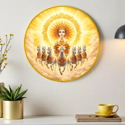 7 Running Horse Wall Art Painting With Frame For Living Room| Seven Horses Surya