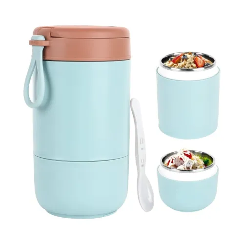 Image of 730ml Stainless Steel Lunch Pot – Leakproof Meal Jar with Foldable Spoon, 