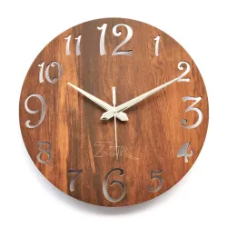 7CR Wooden Wall Clock ( Brown, 12 X 12 Inches )