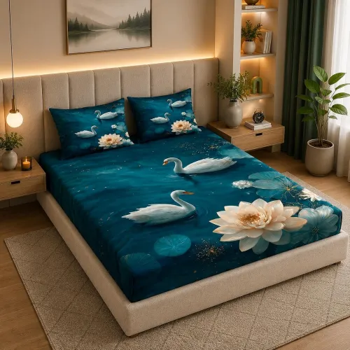 Image of 7D Digital Printed King Size Bedsheet with 2 Pillow Covers