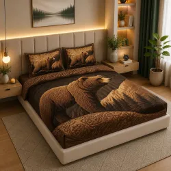 7D Digital Printed King Size Bedsheet with 2 Pillow Covers
