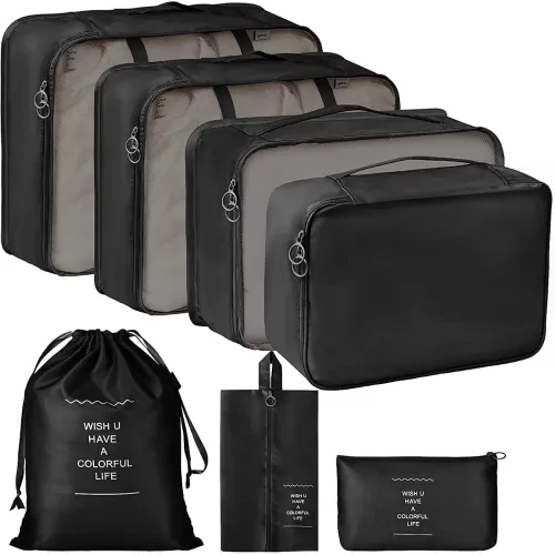 Image of 7 in 1 Travel Packing Cubes Organizer Set with Mesh Packing Bags