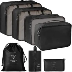 7 in 1 Travel Packing Cubes Organizer Set with Mesh Packing Bags