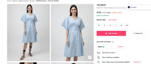 Image of 7OUNCE Women Flared Sleeve A-Line Dress