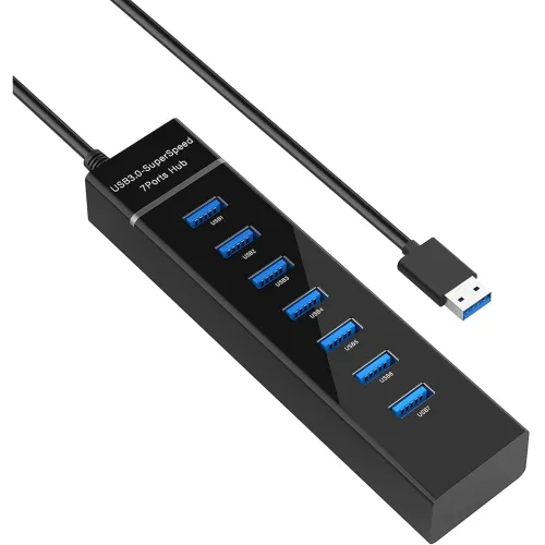 Image of 7-Port USB 3.0 Hub, USB Hub Splitter with 25Cm Long Cable for Laptop, PC, MacBook, Mac Pro, Mac mini, iMac, Surface Pro 