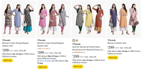 Image of 7Threads 3Pcs Women's Premium Kurtas at ₹299