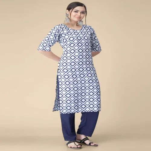 Image of 7Threads Geometric Printed Straight Kurta With Trousers