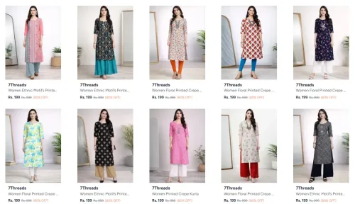 Image of 7threads Kurtas at minimum 80% Discount