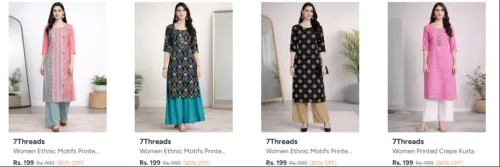 Image of 7threads Kurtas at minimum 80% Discount