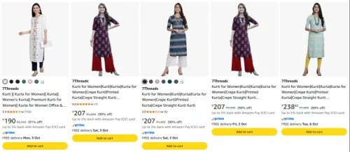 Image of 7 threads women kurti Starting From @ ₹190