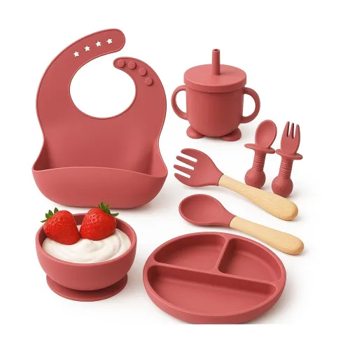 Image of 8-Piece Silicone Baby Feeding Set