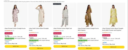 Image of 80% Off On Libas Women’s Kurta Sets