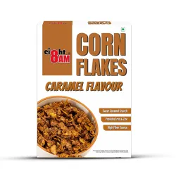 8AM Corn Flakes Caramel 300 Gram, No Cholesterol, Trans Fat, Artificial Additives, Source Of Fiber, Contains Iron & Zinc