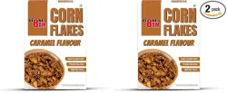 8AM Corn Flakes Caramel 300 Gram, No Cholesterol, Trans Fat, Artificial Additives, Source Of Fiber, Contains Iron & Zinc, Crunchy & Nutritious Whole Grain Breakfast Cereal (Pack of 2)