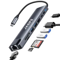 8-in-1 USB Type-C Hub Dock |Multiport Adapter with 4K HDMI, Ethernet (100Mbps), PD 100W, TF/SD Card Reader & 3.0 USB Por