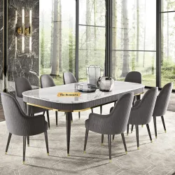 8-Seater Modern Wooden Dining Table Set 