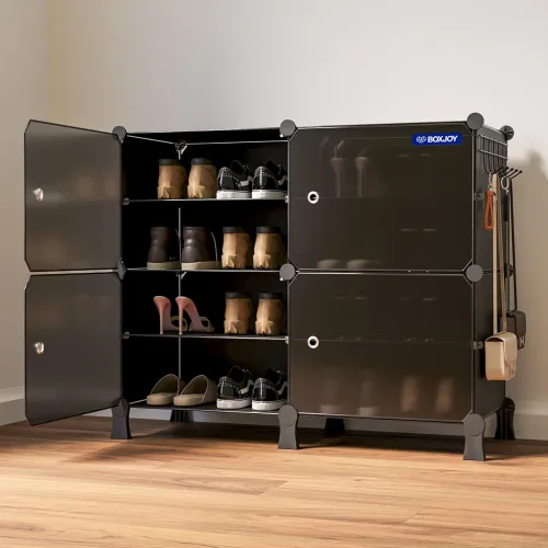 Image of 8 Shelf Shoe Rack Box Organizer with Strong Door Magnets