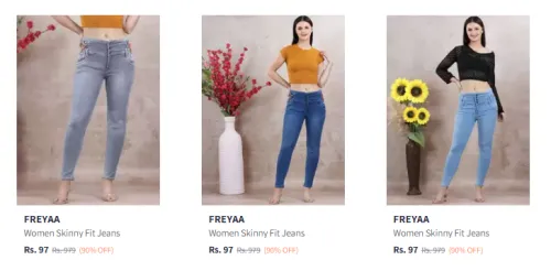 Image of 90% Discount on Women's Jeans Starting At ₹97