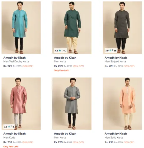 Image of 90% OFF | Men's Kurtas @ Starting ₹229