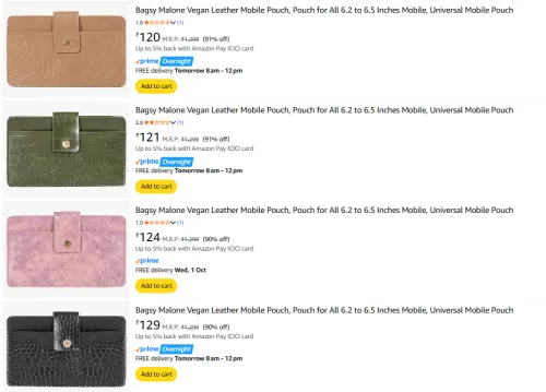 Image of 90% Off on Bagsy Malone Mobile Pouch Starting At ₹120