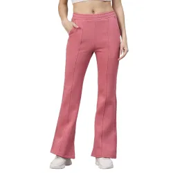 98 Degree North Women Flared Fleece Track Pants-GL1315-ALMOND
