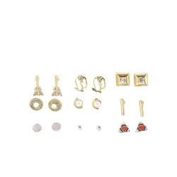 9-Pair Gold Stud Earring Set for Women Assorted Dainty Design