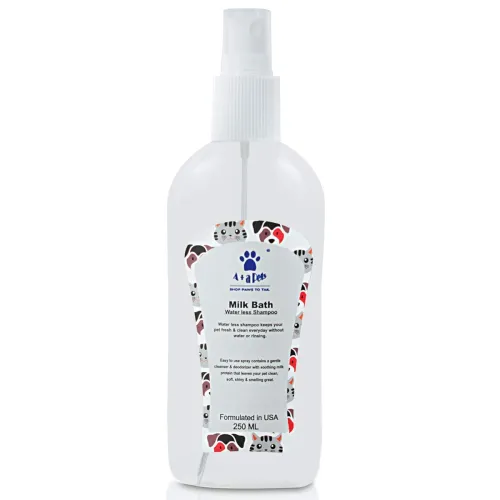 Image of A+a Pets' Milk Bath After Walk Everyday Water Less Spray Dry Shampoo for Dogs and Cats, Kills Fleas Repels Ticks (250ml)