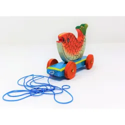 A&A Kreative Box Wooden Pull Along Toy Encourage Walking, Build Gross Motor Skills and Hand-Eye Coordination Handcrafted