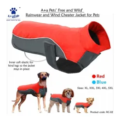 A+A Pets' Free & Wild Dog Jacket for Dogs & Cats | Reflective, Waterproof, Windproof Dog Raincoat | Easy to Wear, No Slip Design | High Visibility Lightweight Rainwear (Blue, 4XL)