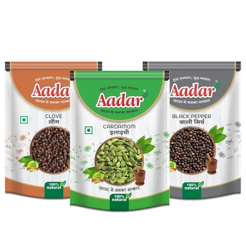 Image of Aadar Whole Spices Combo – Cardamom, Pepper & Cloves (50g Each)