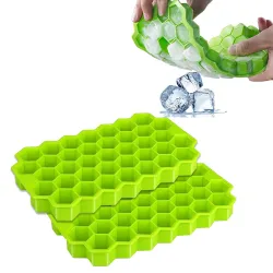AADHIK Ice Cube Tray Set of 2 Silicone Ice Container for Freezer 37 Cavity Ice Cube Mould Flexible Tray for Freezer, Cake Maker, Ice Trays for Chilled Drinks(Set of 2, Green)