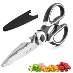 AADHIK Multipurpose Kitchen Scissor with Cover | Stainless Steel Black Kitchen Knife for Cutting Vegetables, Fruits, Meat, Chicken, Seafood | Latest Kitchen Tools & Accessories