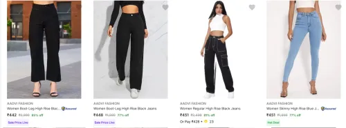 Image of Aadvi Fashion Women's Jeans upto 85% Discount