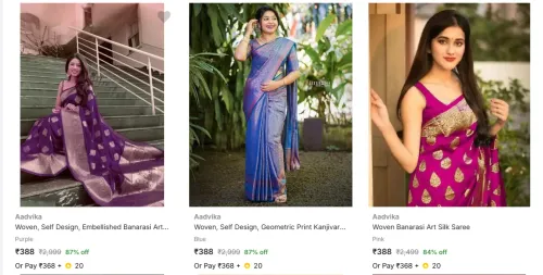 Image of Aadvika Women's Sarees upto 87% Discount
