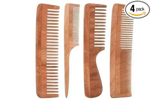 Image of Aairaa Neem Wood Comb (Combo of 4)
