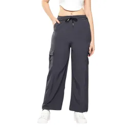 Aarika Womens Casual Wear Black Colour Solid Crep Cargo Pant