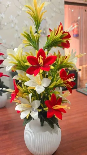 Image of AartPush Artificial Lily Flower with Pot (45 cm)
