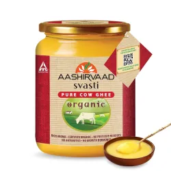 Aashirvaad Svasti Organic Cow Ghee, 500ml | Sourced from healthy cows| Comes with authenticity proof| Slowly cooked for 3.5 hrs| Rich, nostalgic aroma