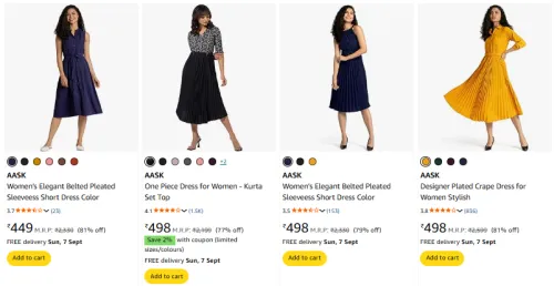 Image of AASK Women's Dresses at minimum 70% Discount