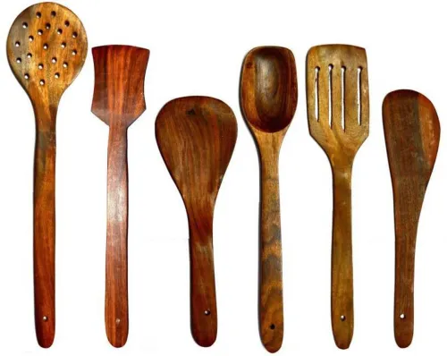 Image of Aatrangi Wooden Cooking Spoon Set (Combo of 7)