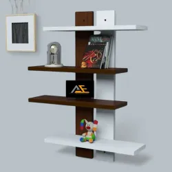 Aayat Enterprises Wooden wall shelf Home Decor Rack Shelves ( Brown, White ) Wooden Wall Shelf (Number of Shelves - 2, Brown, White)