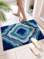 AAZEEM Cotton Door Mat (Blue, Medium)