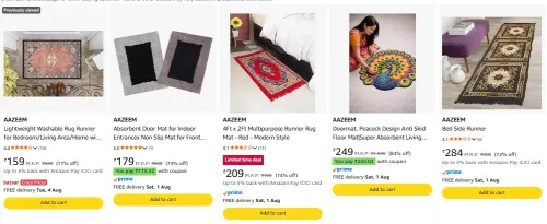 Image of AAZEEM Lightweight Washable Rug Runner Starting @ ₹159