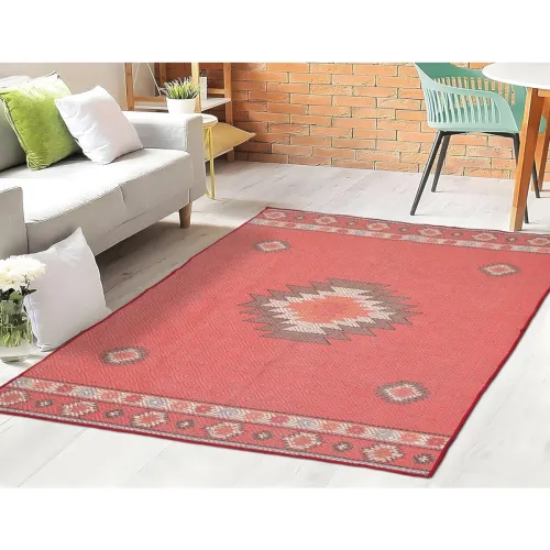 Image of AAZEEM Red & White Traditional Anti-Skid Carpet