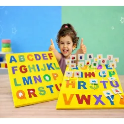 ABC Alphabet Learning Board Puzzle for Kids | A-Z Educational Toy with Picture Flags | Preschool Letter Recognition Game | Montessori Learning Toy for Boys & Girls Age 3+ Years