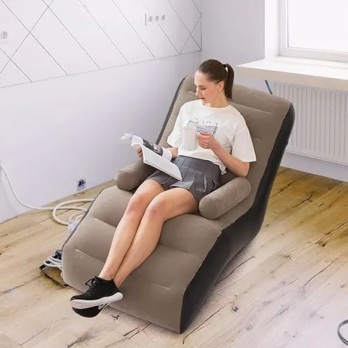 Image of Abgrow Leatherette 2 Seater Inflatable Sofa (Color - Brown, Pre-assembled)