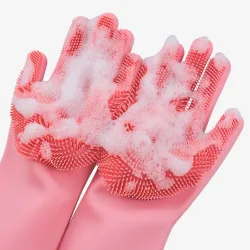 Abgrow Magic Silicone Dish Washing Gloves Set (Free Size Pack of 2)