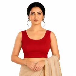 Abhi Readymade Saree Blouse for Women- Sleeveless, Round Neck, Regular-fit, Stretchable, Pull-on Style Blouse