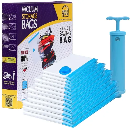 Image of ABOUT SPACE 12-Pack Vacuum Compression Storage Bags With Hand Pump